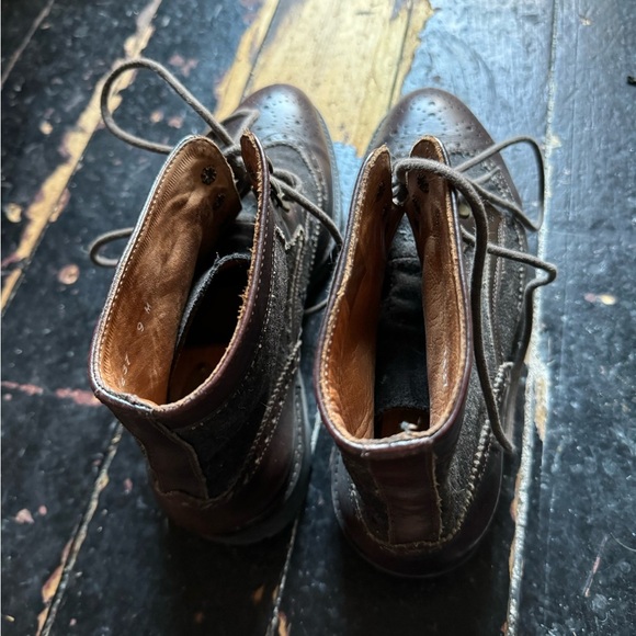 Mens Wingtip Massimo Matteo Leather Boots - Size 9 - Burgundy - Italy - Picture 8 of 14